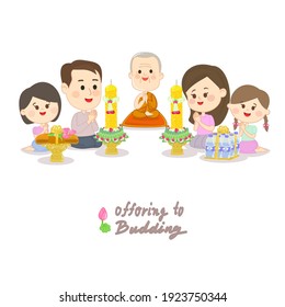 Family offering to Buddhist Vector