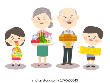 Family Offering to Monk Vector 