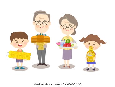 Family Offering to Monk Vector 