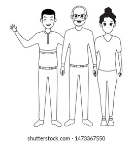 Family old father with adultt daughter and son vector illustration graphic design