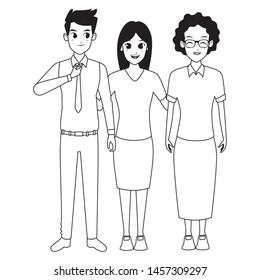 Family old mother with adult saughter and son vector illustration graphic design