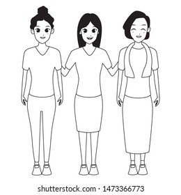 Family old mother with adultt granddaugthers vector illustration graphic design