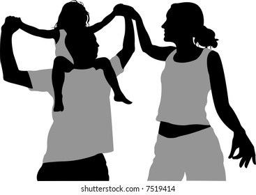 family on beach vector 2