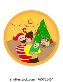 Family on Christmas - Illustration