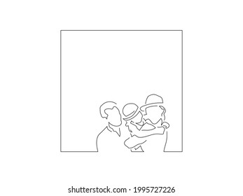 Family on holidays line drawing, vector illustration design. Summer collection.