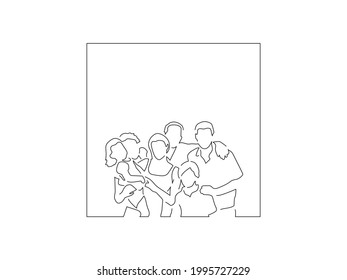 Family on holidays line drawing, vector illustration design. Summer collection.