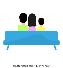 Family on a modern sofa icon. Home icon - Vector