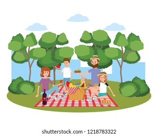 Family on picnic