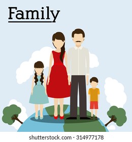 Family on planet design, vector illustration eps 10