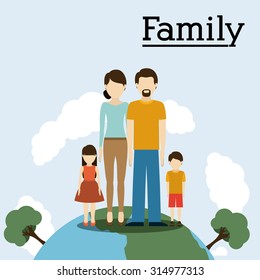 Family on planet design, vector illustration eps 10