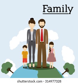 Family on planet design, vector illustration eps 10