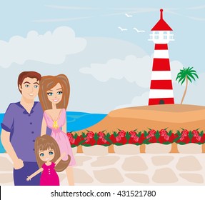 family on tropical vacation