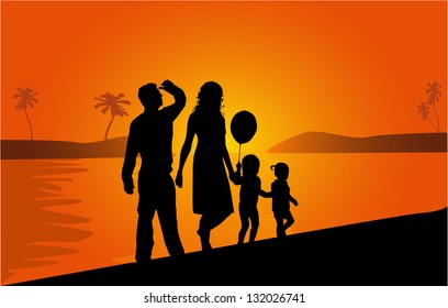 Family on vacations , vector work