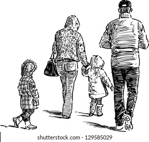 family on a walk