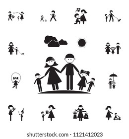 family on a walk icon. Detailed set of Family icons. Premium quality graphic design sign. One of the collection icons for websites, web design, mobile app on white background