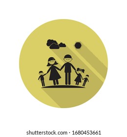 family on a walk long shadow icon. Simple glyph, flat vector of FAMILY icons for ui and ux, website or mobile application