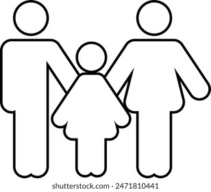 family with one daughter icon outline symbol or sign