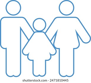 family with one daughter icon outline symbol or sign