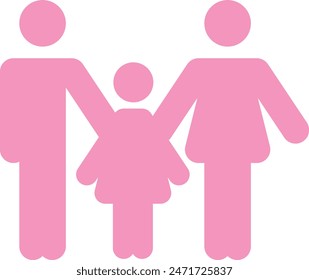 family with one daughter icon symbol or sign