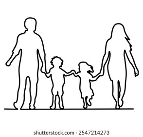 Family one line art illustration.eps black and white outline happy family  concept art style eps file transfer background 
