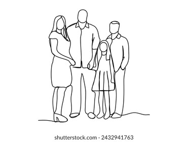 Family one line drawing vector illustration.