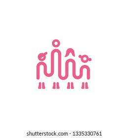 Family one line icon. Simple linear icon with dad mom son and daughter.