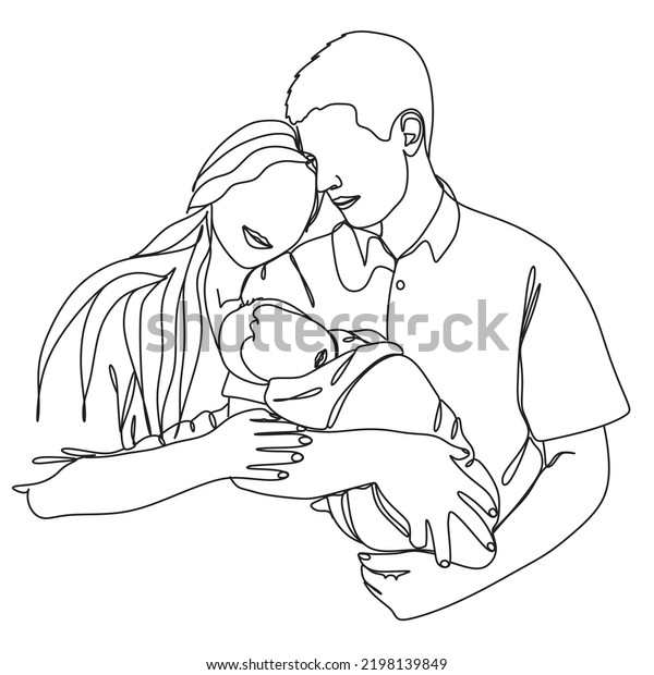 Family One Line Illustration Vector Line Stock Vector (Royalty Free ...