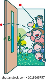 Family to open the door