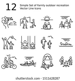 Family outdoor recreation Line Icons. Simple Minimal Pictogram for Web Graphics and Apps. 