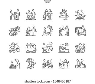 Family outdoor recreation Well-crafted Pixel Perfect Vector Thin Line Icons 30 2x Grid for Web Graphics and Apps. Simple Minimal Pictogram
