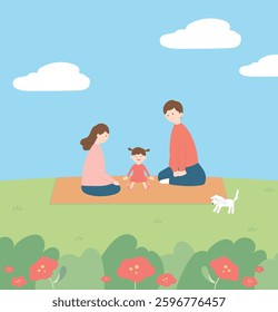 A family outing on a sunny spring day