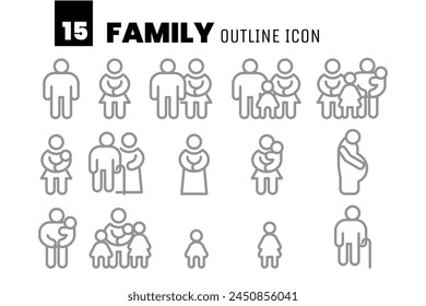 Family outline icon pixel perfect Vector design
