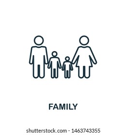 Family outline icon. Thin line style from community icons collection. Pixel perfect simple element family icon for web design, apps, software, print usage.