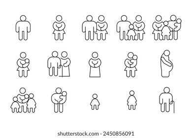 Family outline icon thin Vector design