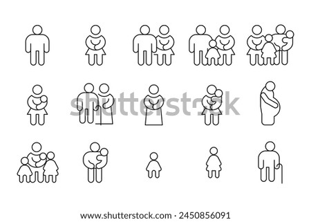 Family outline icon thin Vector design