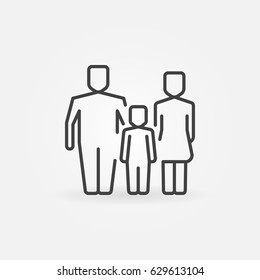 Family outline icon. Vector parents with child concept linear sign or design element