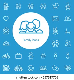 family outline, thin, flat, digital icon set for web and mobile