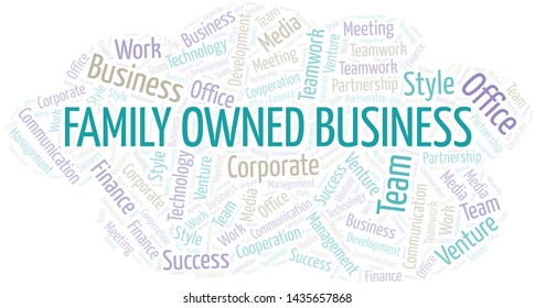 Family Owned Business word cloud. Collage made with text only.