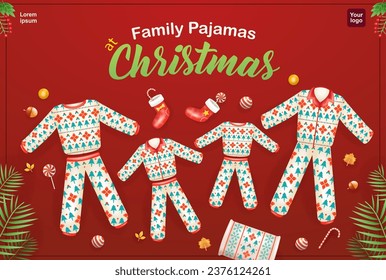 Family pajamas at Christmas. 3d vector, suitable for family events, Christmas, gifts and business