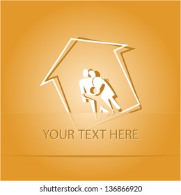 Family. Paper sticker as bookmark. Vector illustration. Eps10.