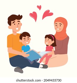 Family parent and children together heart