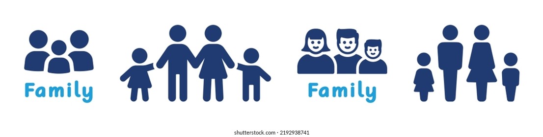 Family with parent father and mother and child icon set. Vector symbol illustration.