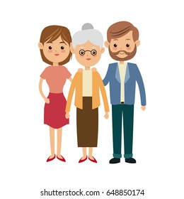 family parent and grandparents together character