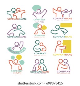 Family parents and child care logo templates. Vector symbols of 