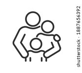 Family, parents and child, linear icon. Line with editable stroke