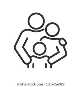Family  parents   child  linear icon  Line and editable stroke