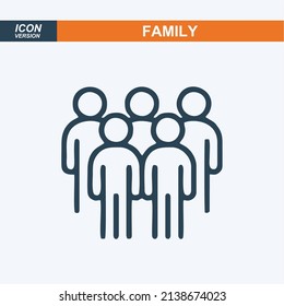 Family, parents and child, linear icon. Line with editable stroke