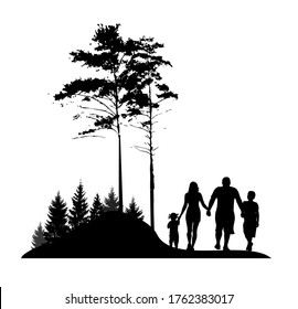 Family. Parents with a child in nature. Vector illustration