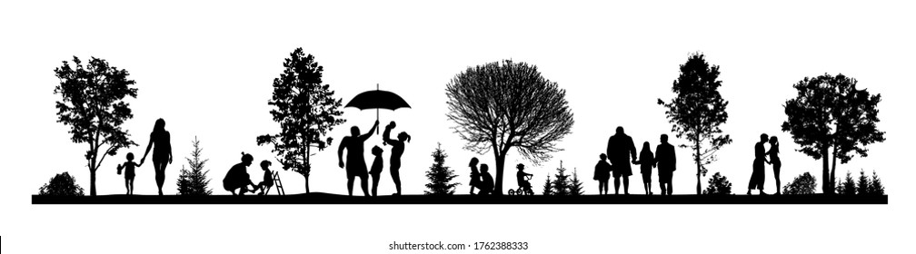 Family. Parents with a child in nature. Vector illustration