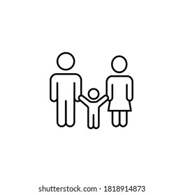 Family, parents and child simple thin line icon vector illustration